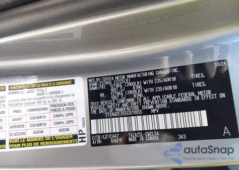 2025 Lexus Nx 350 from USA, damaged, VIN 2T2AGCEZ6SC070955